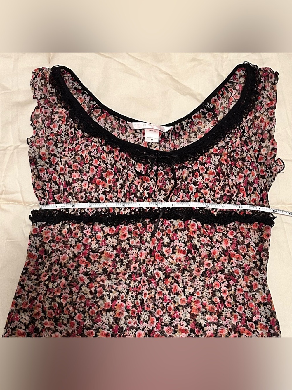 Y2K Victoria’s Secret Pink Label Floral Two-Piece Lounge Set in Black and Pink - Picture 9 of 15